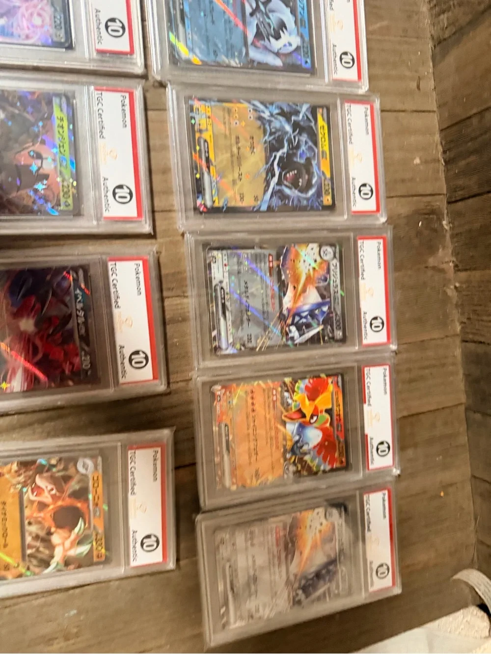 Pokemon Graded Holo Card Lot with Green, Blue, Orange, Black and Yellow Accents